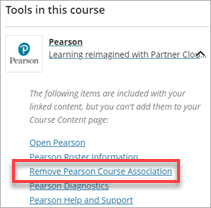 Remove Pearson Course Association option
