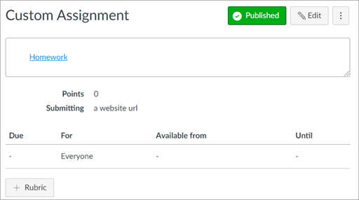 Custom Assignment with assignment links