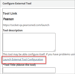 Configure External Tool page