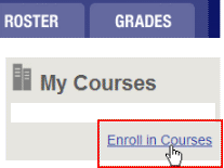 The link is in the My Courses block, below the Grades tab
