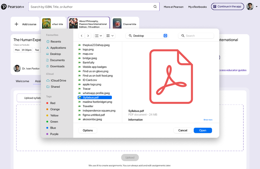 The File Explorer window showing the file and Open button.