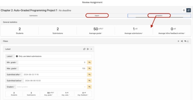 The AutoTest tab with results.