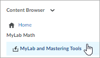 Screenshot of the MyLab and Mastering tools link