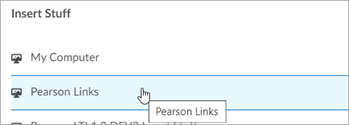 Screenshot of the Pearson Links option