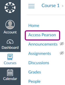 Access Pearson link in left navigation