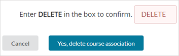 Delete course association box and buttons