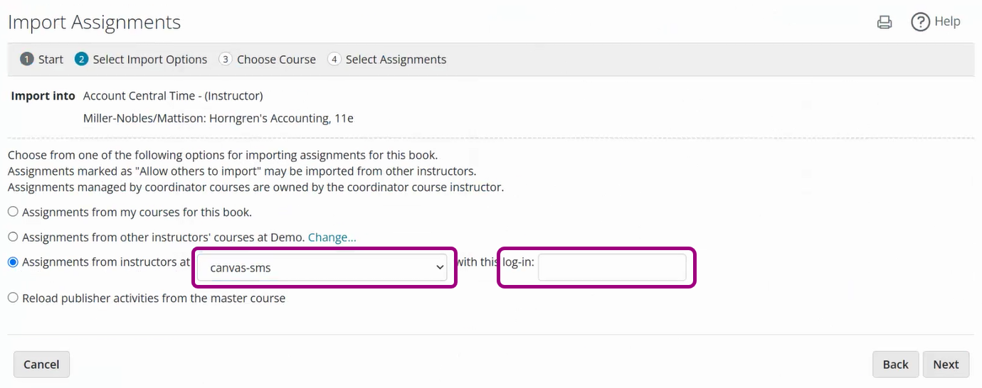 Assignments from instructors at list