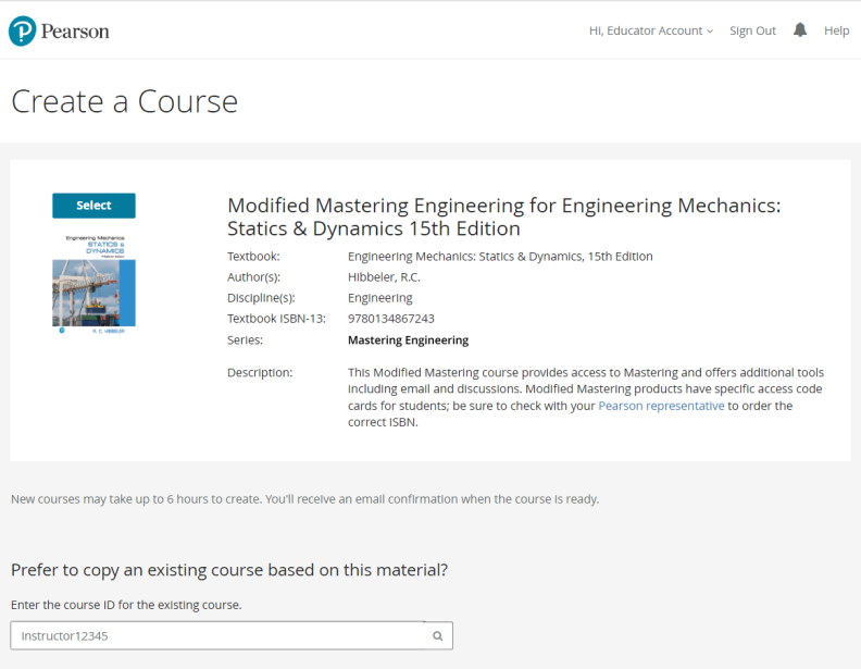 Select or copy a course page