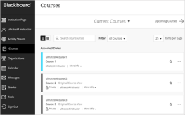 Screenshot of a sample course list