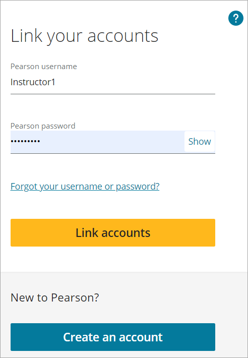 Link your accounts page
