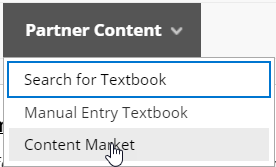 Screenshot of the Content Market option under the Partner Content tab 