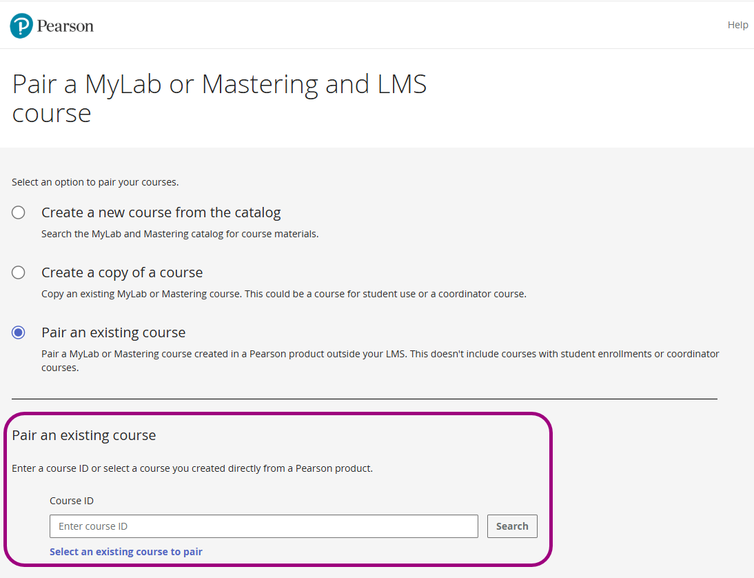 Pair an existing course