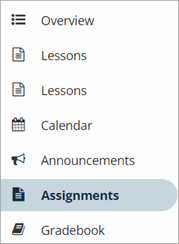 Screenshot of the Assignments option