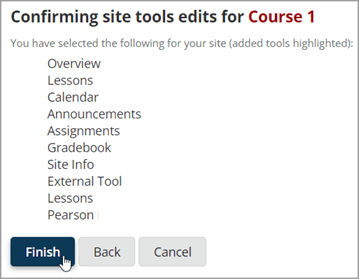 Screenshot of the Confirming site tools edits window