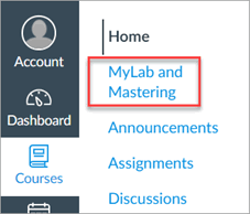 MyLab and Mastering link in Course Navigation