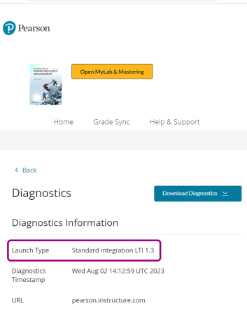 Diagnostics page