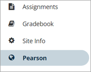 Pearson link in left navigation