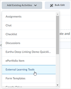 External Learning Tools option