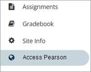Pearson link in left navigation