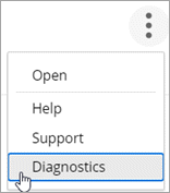 Diagnostics in Options menu