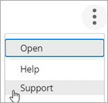 Supportin Options menu