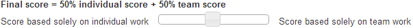 Slider adjusts weighting between individual and team