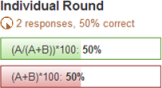 Instructor view of individual round responses: percentage answered, percentage correct, percentage incorrect