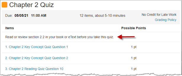 Read or review section 2.2 in your book or eText before you take this quiz