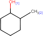 "OH molecule mapped as [1] and CH3 mapped as [2]"