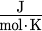 J over expression mol times degree symbol K