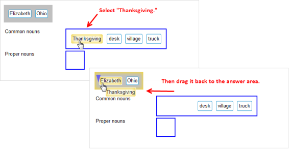 Select the answer to remove and drag it back to the answer area.