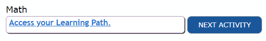 Next Activity button for math from the Course Home learning path list