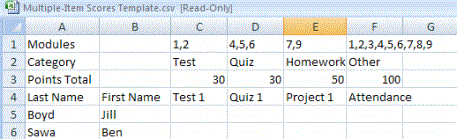 Example spreadsheet