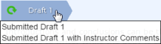 Draft 1dropdown showing the submitted version and the version with comments