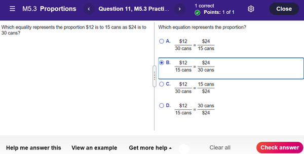 An example of the player in homework mode