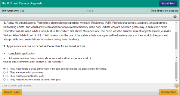 You must first complete the current question. Then choose either Save for Later or Next Question.