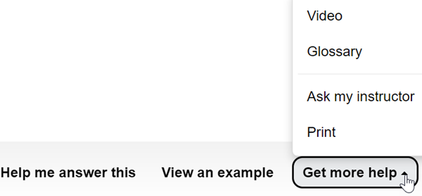 See an example of a Question Help drop-down menu.