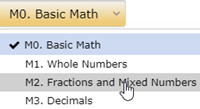 Dropdown list to choose a module to display in the results table