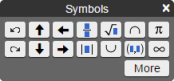 The basic symbols palette includes templates for entries such as fractions and square roots.