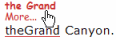 Screen shot showing the two words "the" and "Grand" run together and the mouse pointer position over the correction "the Grand"