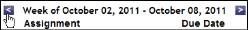 The left and right arrows are on either side of the Week of notation at the top of the assignment list.