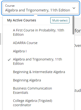 See the Course field with the drop-down button.