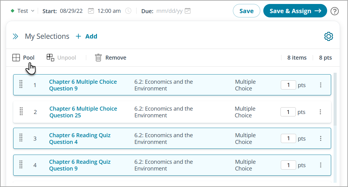 Use question pools in tests and quizzes