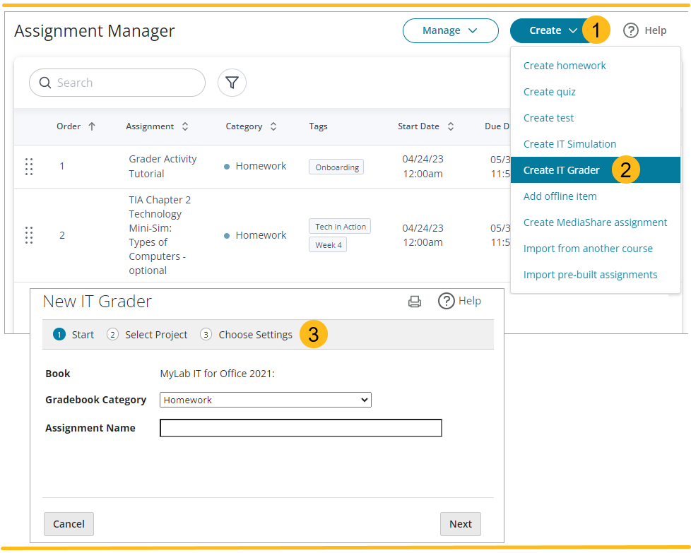 Quick start MyLab IT NextGen instructor