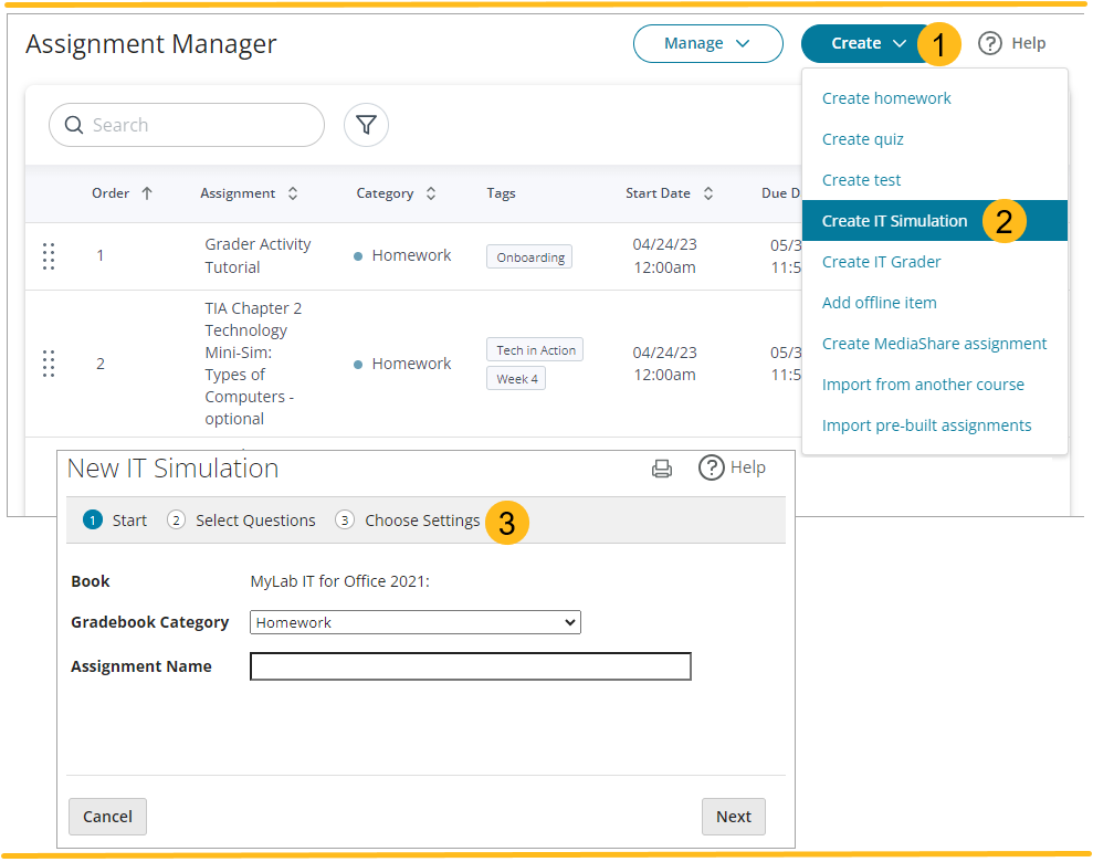 Quick start MyLab IT NextGen instructor
