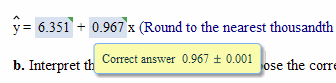 Example of displaying answer tolerance