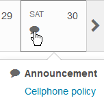 Announcements dropdown