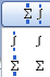 Dropdown list containing templates for integrals and sums