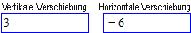 Textfelder für die Eingabe von Werten für die vertikale und horizontale Verschiebung