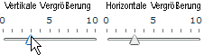 Schieberegler zum Anpassen der vertikalen Vergrößerung und der horizontalen Vergrößerung